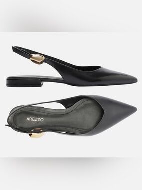 Arezzo Farrah Ballet Leather Flat in Black women size 8 gently used